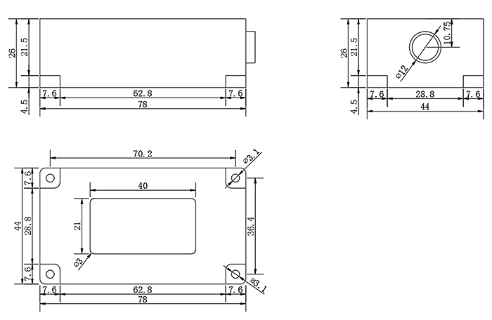 Portable inclinometer sensor size