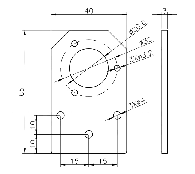 Potentiometer angle sensor bracket dimension