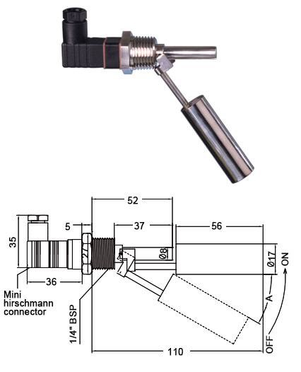 stainless float switch dimension HSM