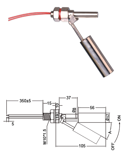 stainless float switch dimension M10