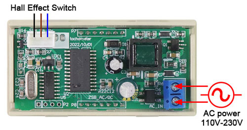 Tachometer with hall effect switch wiring