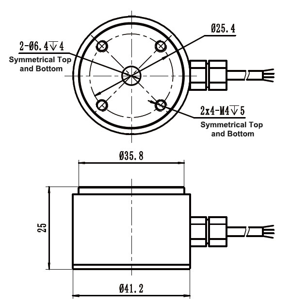 Tension and compression column load cell dimension