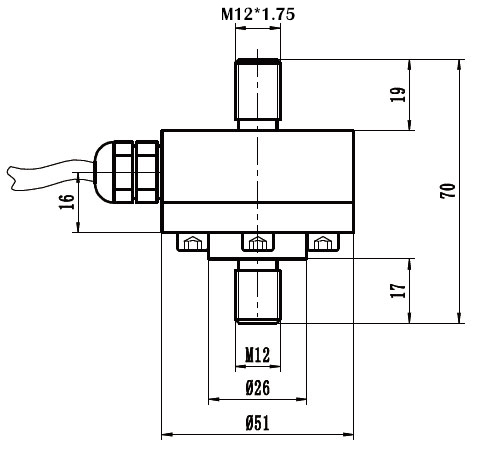 Tension and compression load cell dimensions