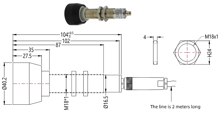 ultrasonic displacement sensor dimension A2