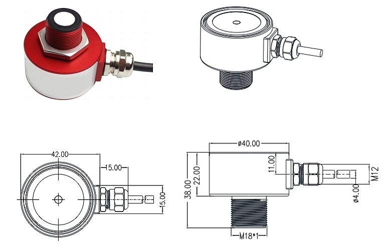 ultrasonic displacement sensor dimension B