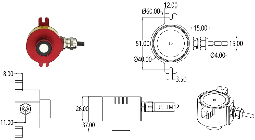 ultrasonic displacement sensor dimension D