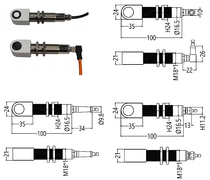 ultrasonic displacement sensor dimension E