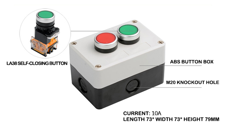 Push button switch 1 NC 1 NO structure