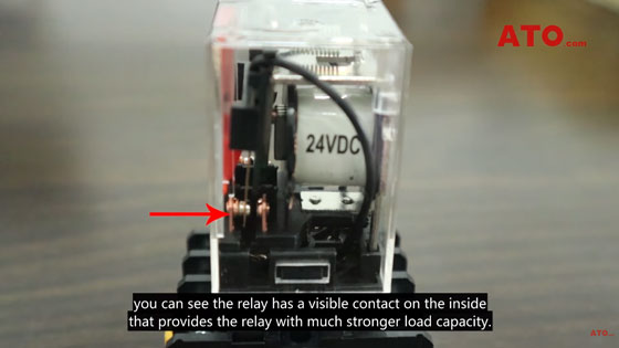 Relay with visible contact