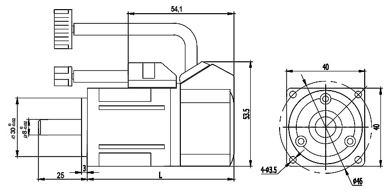 100 watt servo motor 40mm dimension