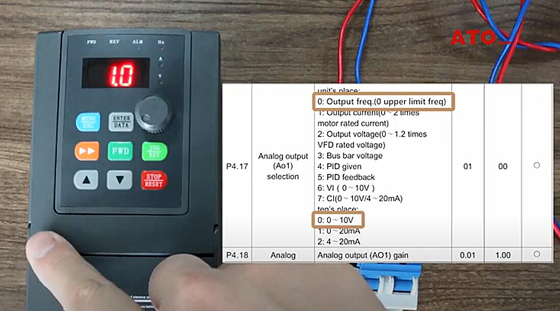 VFD analog output setting