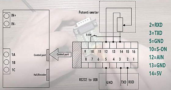 Wiring diagram of DC servo motor kit