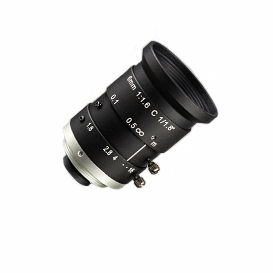 Industrial Camera Lens, Fixed Focus, 1/1.8", 6mm, F/1.6, C-Mount