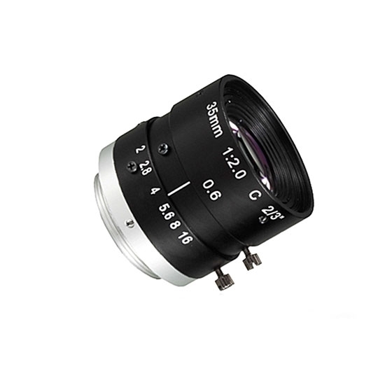Industrial Camera Lens, Fixed Focus, 2/3", 35mm, F/2, C-Mount