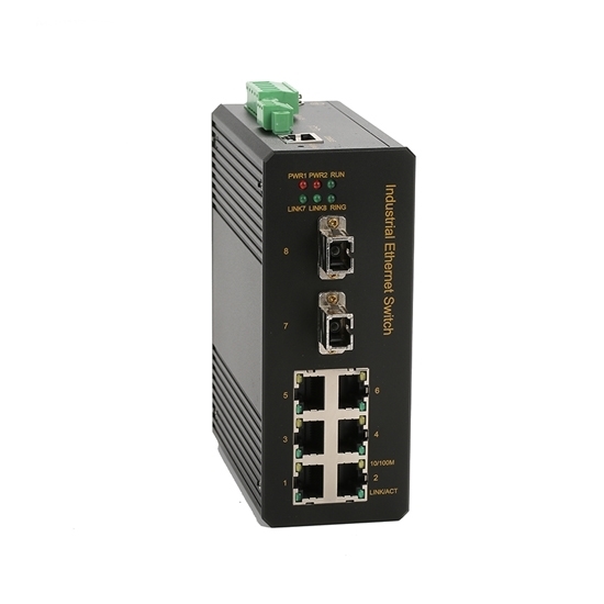 8 Port Managed Industrial Switch, Layer 2, Din Rail