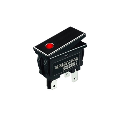 thumbnail image 2 of 12V DC Lighted Red Amber SPDT Rocker Switch ON OFF ON 4 Prongs 10 Amps 2 of 3