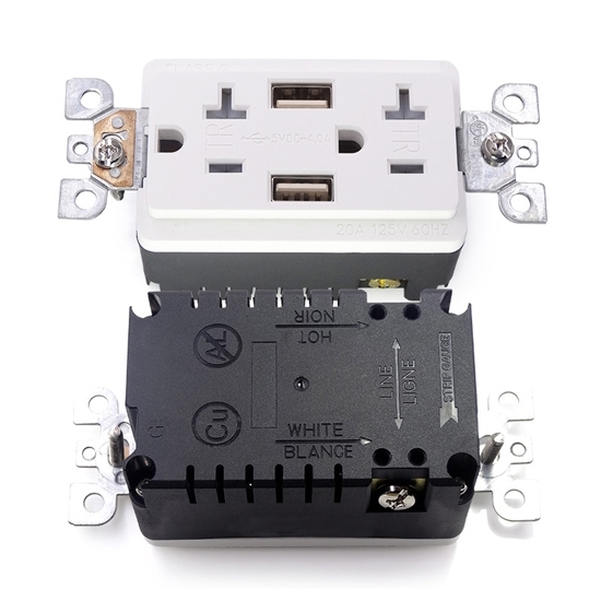 20 amp USB Wall Outlet, Electrical Receptacle