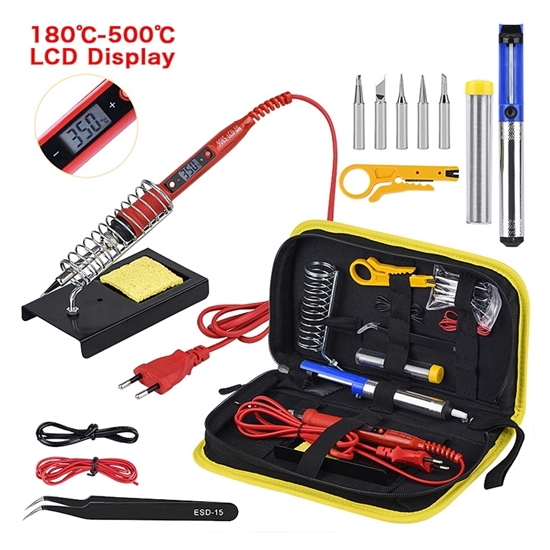 80W Soldering Iron Kit,Digital LCD Solder Gun Adjustable Temperature  Controlled and Fast Heating Ceramic Thermostatic 110V for Electronic Jewelry