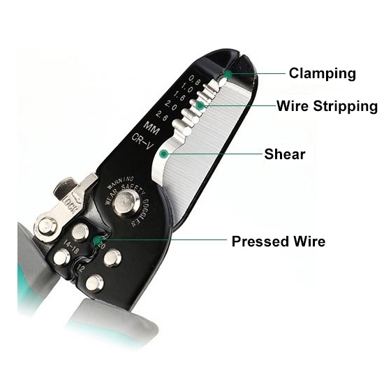 Wire Stripper and Crimper, 12/14/16/20 gauge