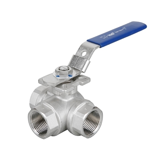 1/2 inch Stainless Steel 3 Way Ball Valve, T Port/L Port