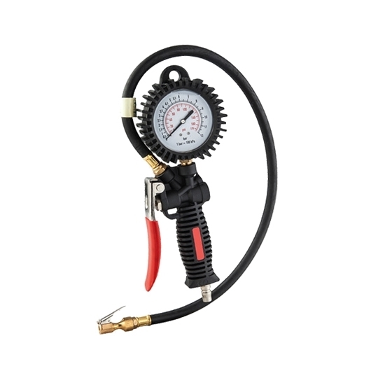 Tire gauge for clearance air compressor
