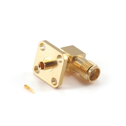 SMA Female Right Angle RF Coaxial Connector, Flange Mount