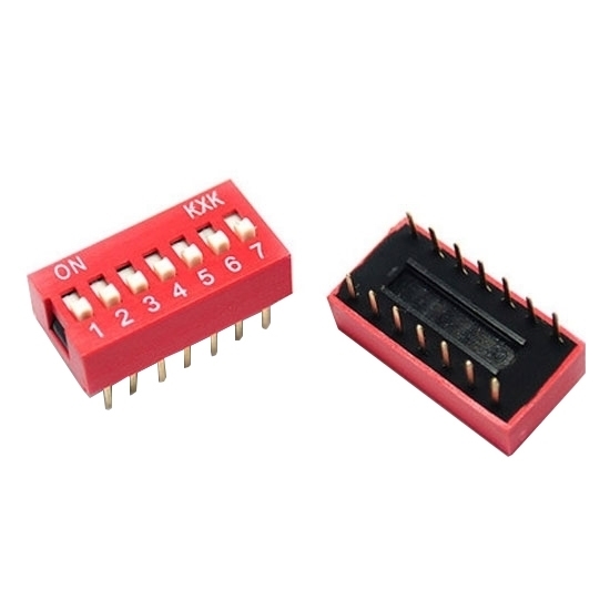 7 Position DIP Switch, 14 Pin, SPST